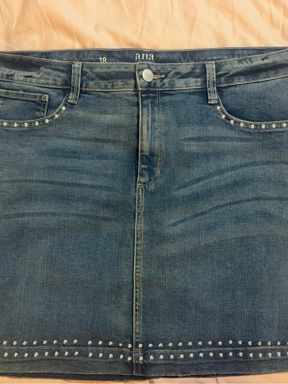 a.n.a Slim Blue Denim Jeans with Stud Accents